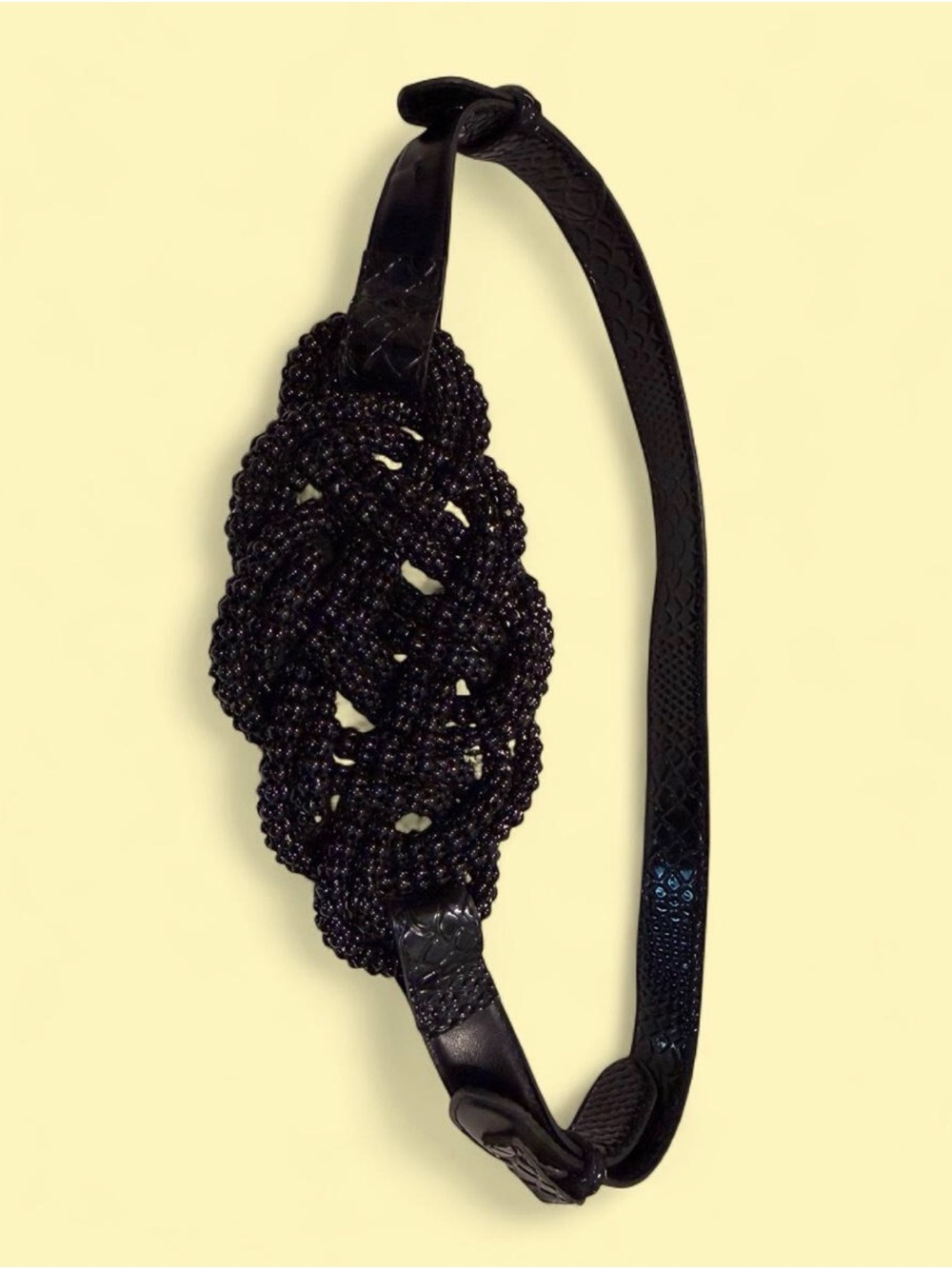 Black Beaded Braided Belt